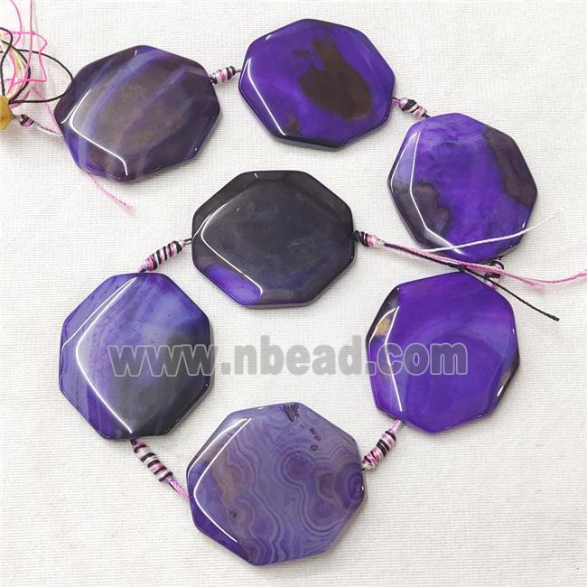 natural Agate Octagon Beads, purple dye