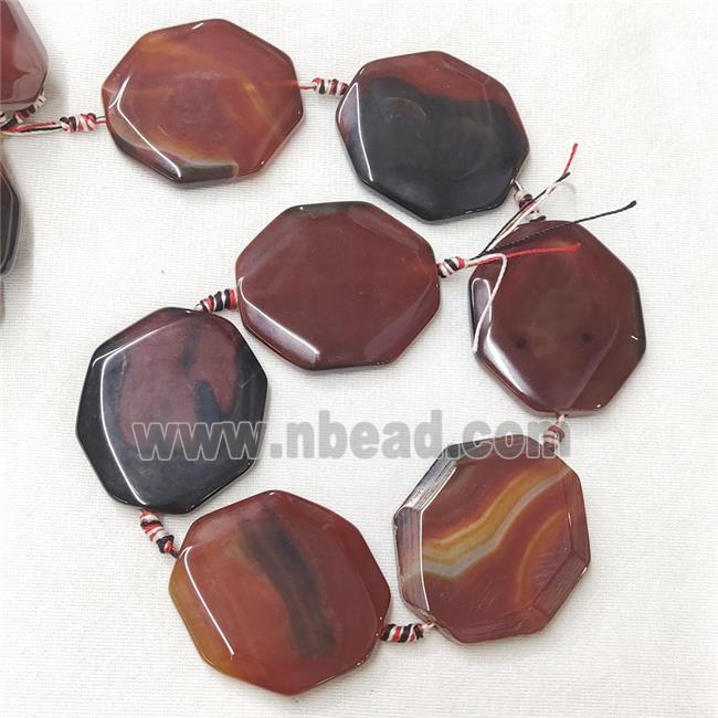 natural Agate Octagon Beads, red dye