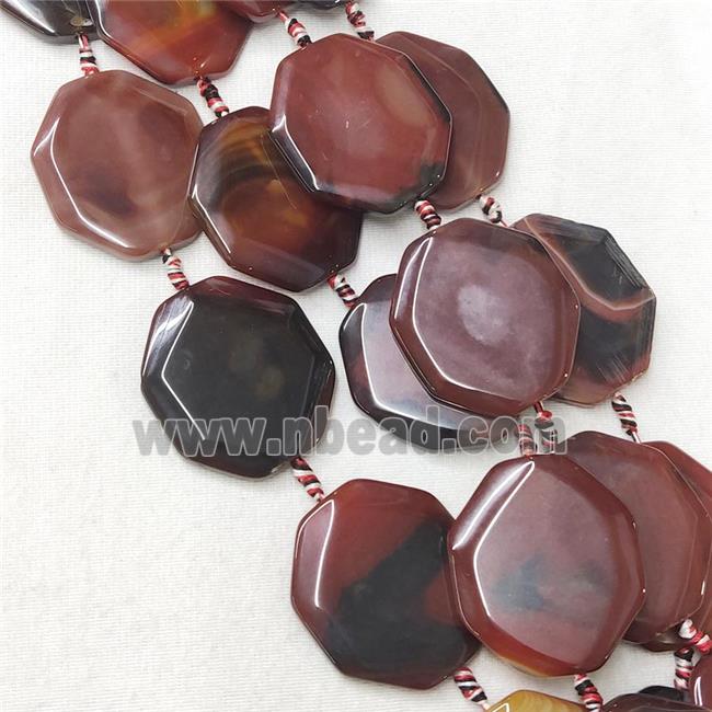 natural Agate Octagon Beads, red dye