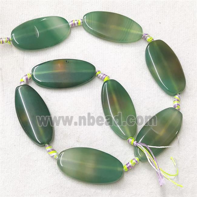 natural Agate Oval Beads, green dye