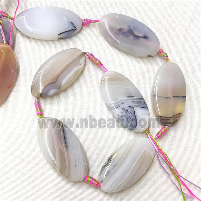 heihua Agate Oval Beads, white