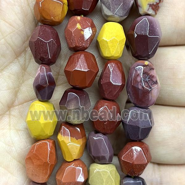 Mookaite beads, multicolor, faceted freeform