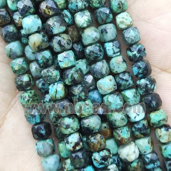 natural African Turquoise Beads, faceted cube