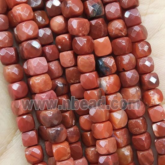 red Jasper Beads, faceted cube