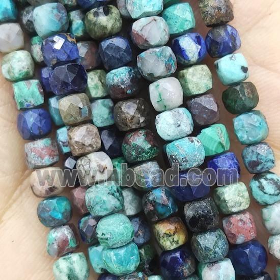Azurite Beads, faceted cube