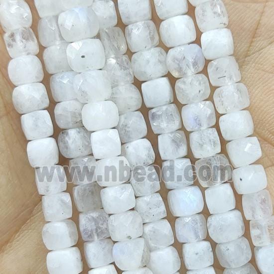 white Moonstone Beads, faceted cube