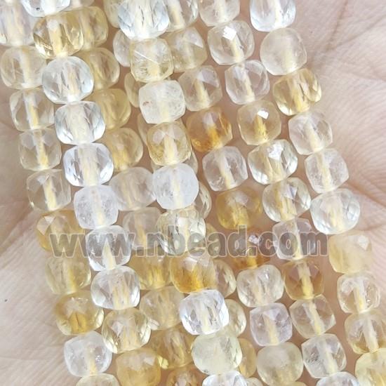 Citrine Beads, faceted cube