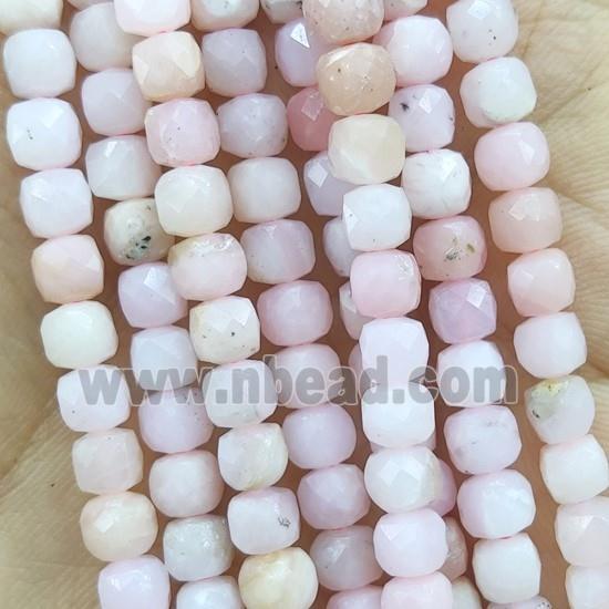 pink Opal Beads, faceted cube