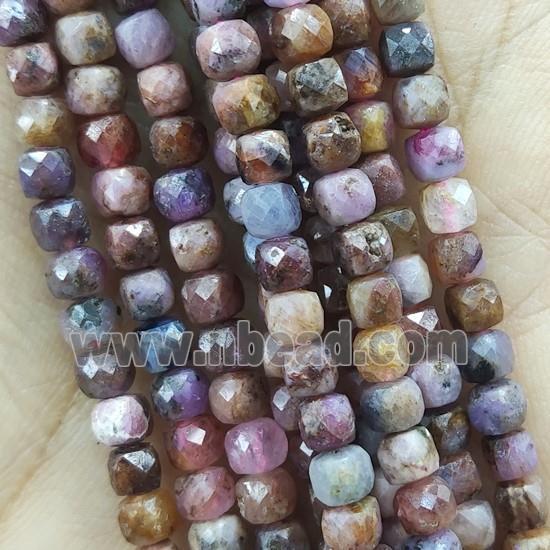 natural Ruby Beads, faceted cube