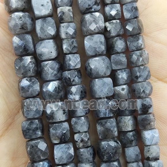 Black Labradorite Beads Larvikite Faceted Cube