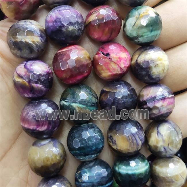 multicolor Tiger eye stone Beads faceted round