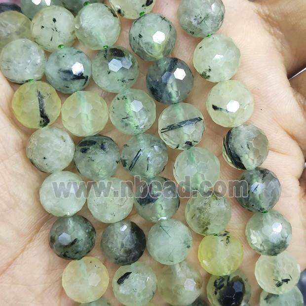 green Prehnite Beads faceted round