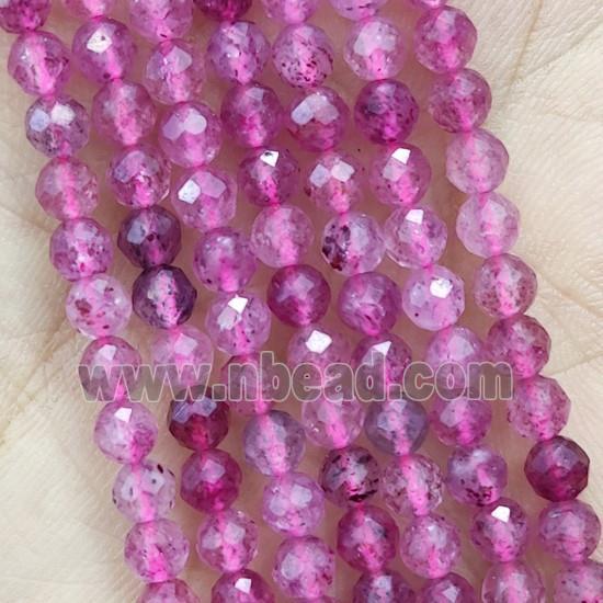 Tiny Pink Strawberry Quartz Beads Faceted Round