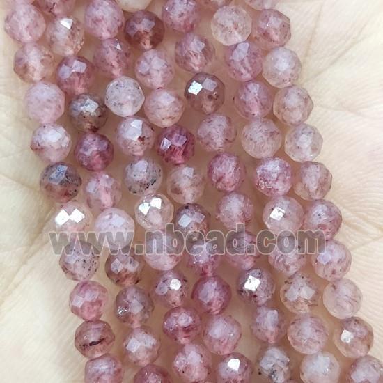 Pink Strawberry Quartz Beads Faceted Round