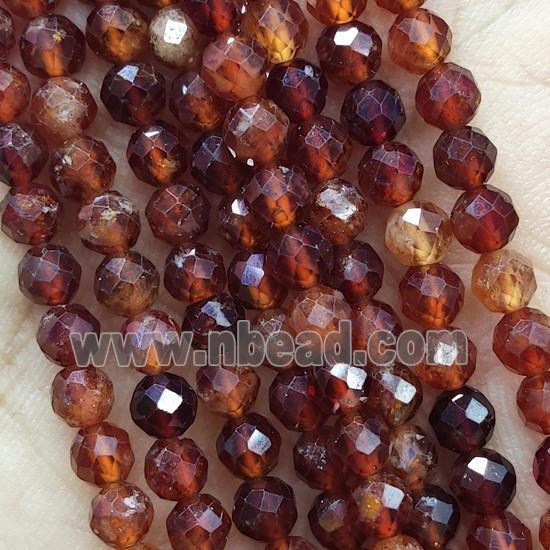 DarkOrange Garnet Beads Faceted Round