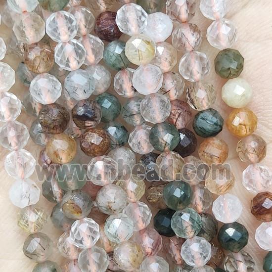 Mix Rutilated Quartz Beads Faceted Round