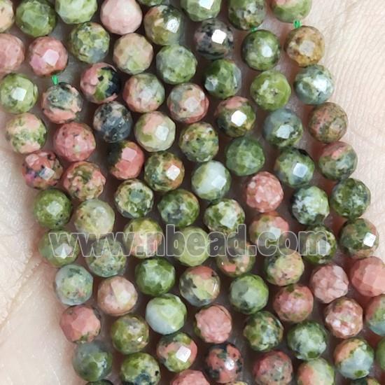 Unakite Pony Beads Faceted Round