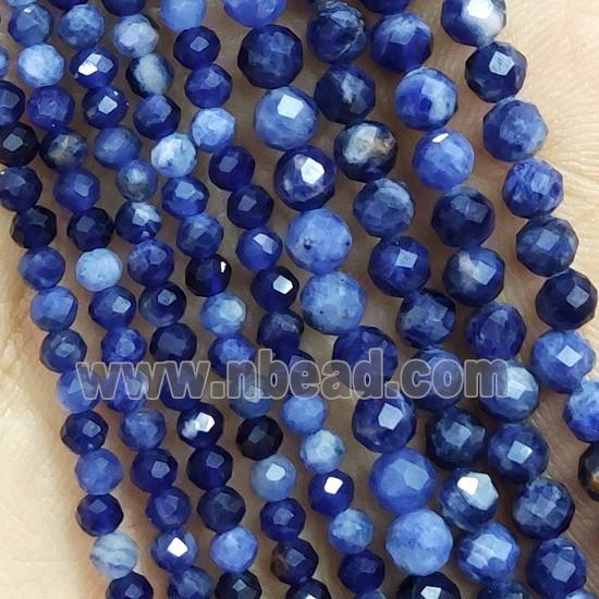 Blue Sodalite Beads Tiny Faceted Round