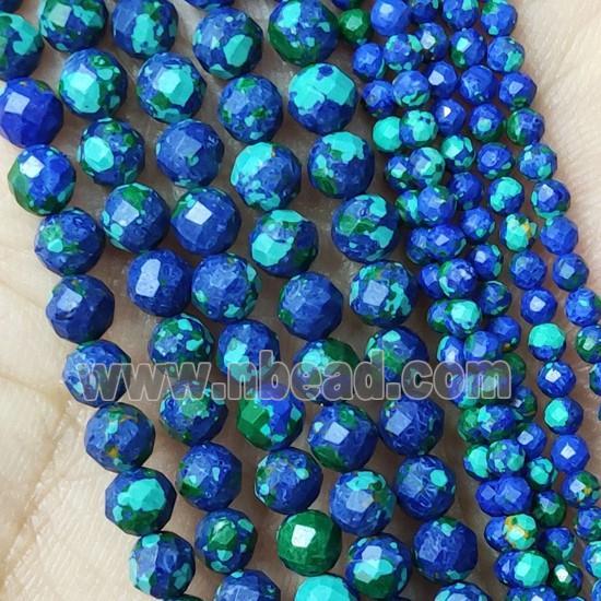 Blue Azurite Beads Dye Faceted Round