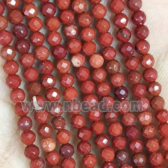 Red Jasper Seed Beads Faceted Round