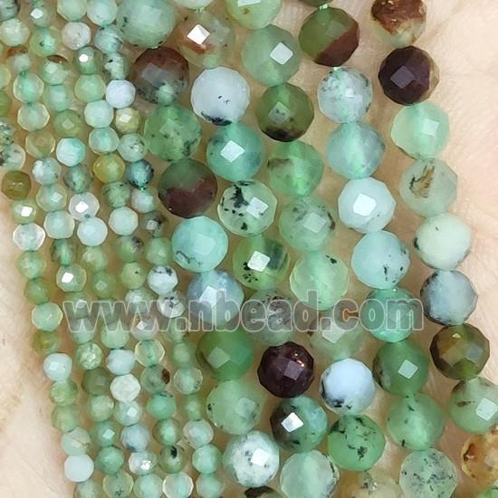 Green Australian Chrysoprase Seed Beads Faceted Round