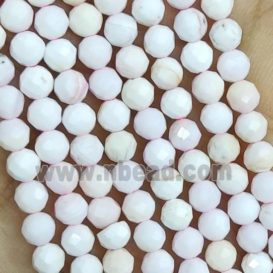 Lt.Pink Shell Beads Tiny Faceted Round