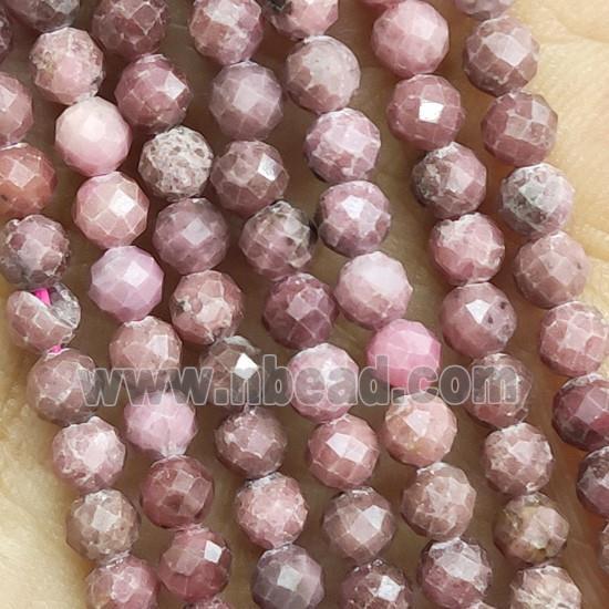 Pink Rhodonite Beads Faceted Round B-Grade