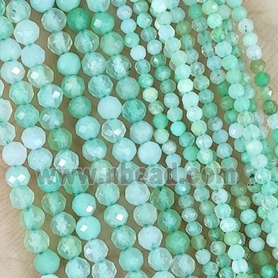 Green Australian Chrysoprase Beads Tiny Faceted Round