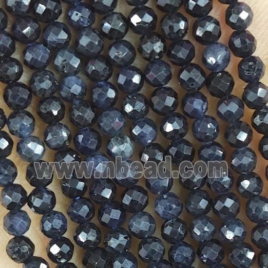 DarkBlue Sapphire Beads Faceted Round