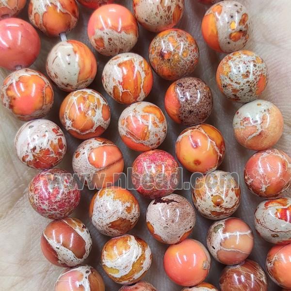 Round Orange Imperial Jasper Beads Dye