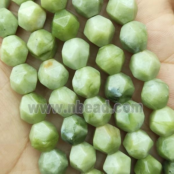 Green Chinese Nephrite Jade Beads Cut Round