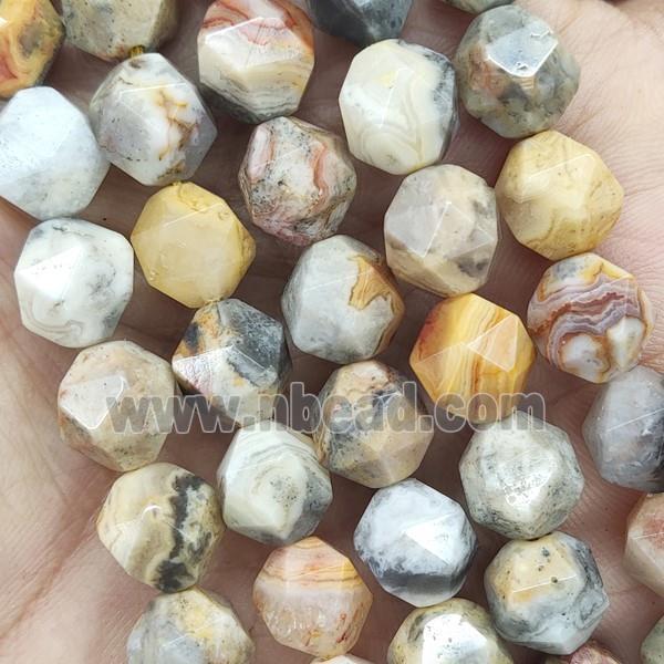Yellow Crazy Agate Beads Cut Round