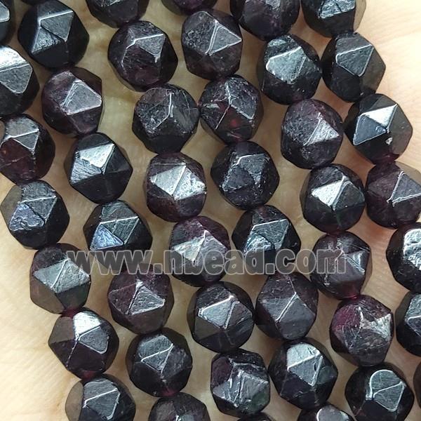 Garnet Beads Cut Round DarkRed
