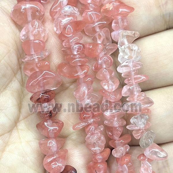 Synthetic Pink Watermelon Quartz Chip Beads Freeform