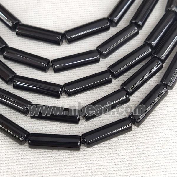 Black Onyx Agate Tube Beads
