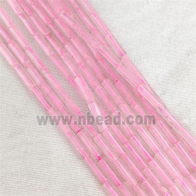 Pink Rose Quartz Tube Beads