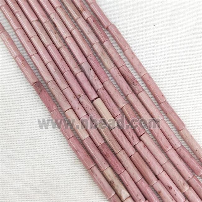 Pink Wood Lace Jasper Tube Beads
