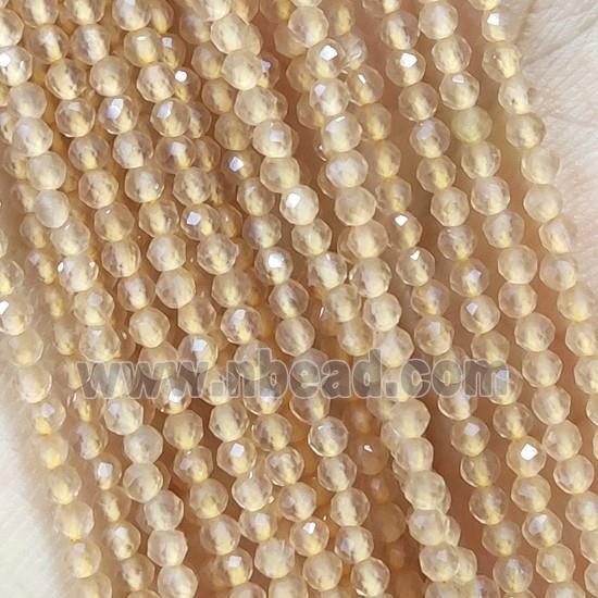 Champagne Cat Eye Glass Beads Faceted Round