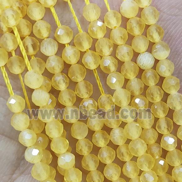 Gold Cat Eye Glass Beads Faceted Round