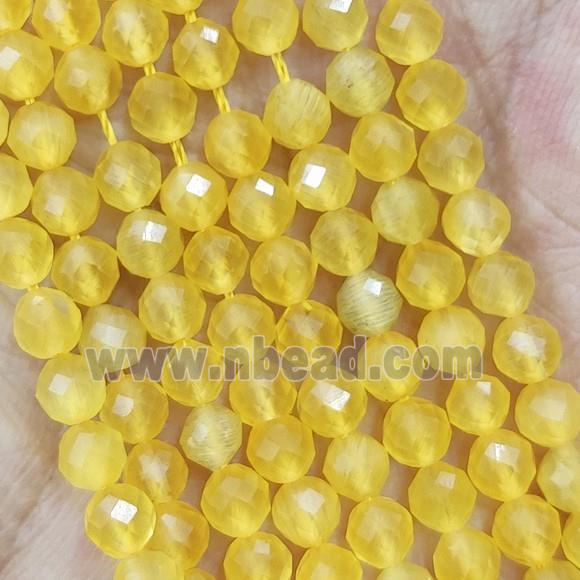 Golden Cat Eye Glass Beads Faceted Round