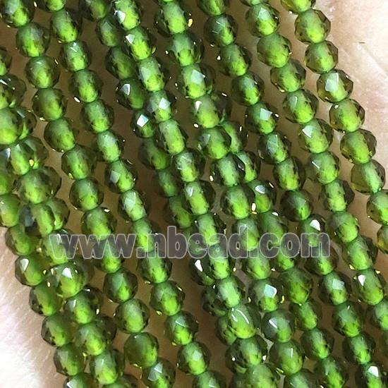 Olive Crystal Glass Seed Beads Faceted Round