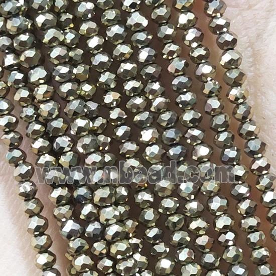 Lt.Gold Crystal Glass Beads Faceted Rondelle Electroplated