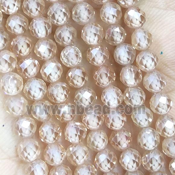 Lt.Champagne Cubic Zircon Beads Faceted Round