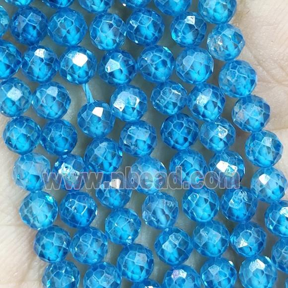 Blue Cubic Zircon Beads Faceted Round