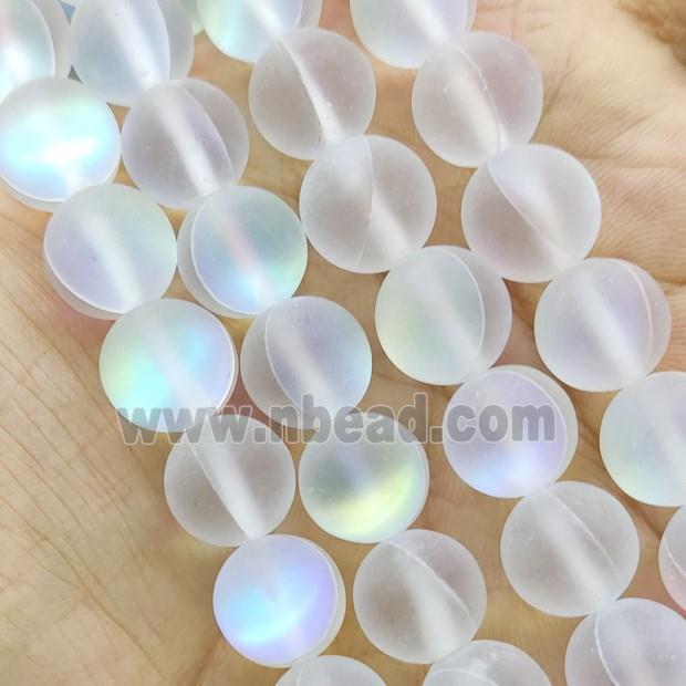 White Mermaid Glass Beads Round Matte