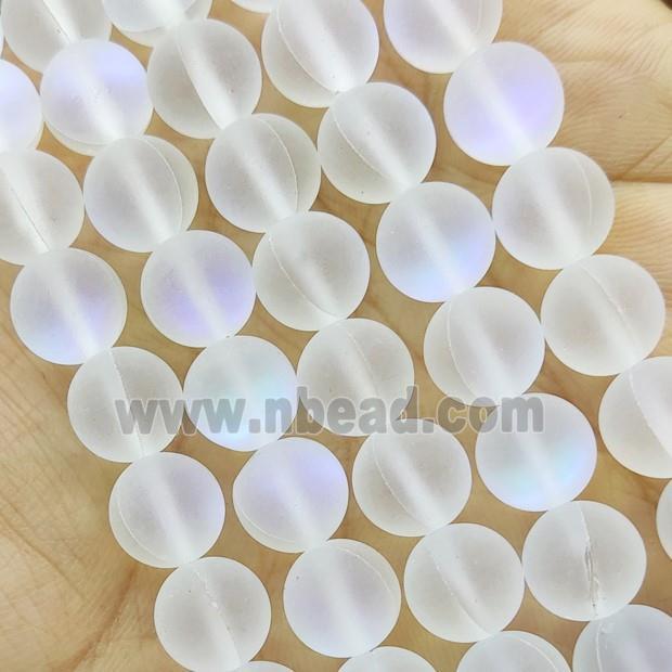 Round White Mermaid Glass Beads Matte