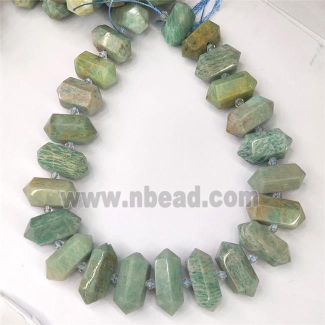 Green Amazonite Prism Beads Graduated