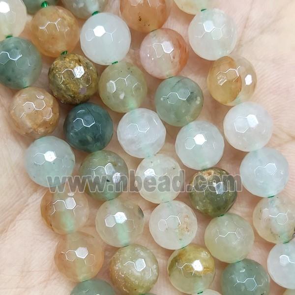 Green Agate Beads Faceted Round