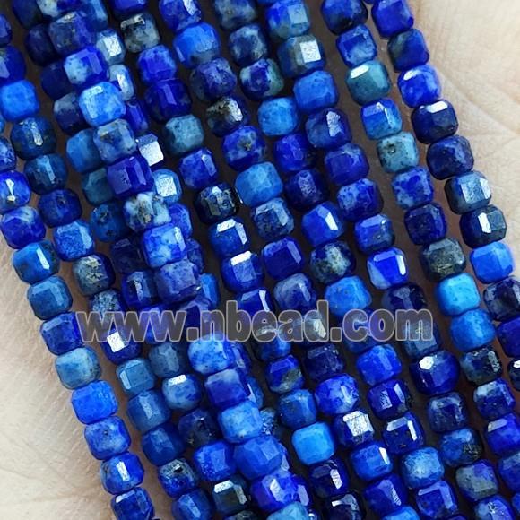 Natural Lapis Lazuli Beads Faceted Cube Blue Lazurite
