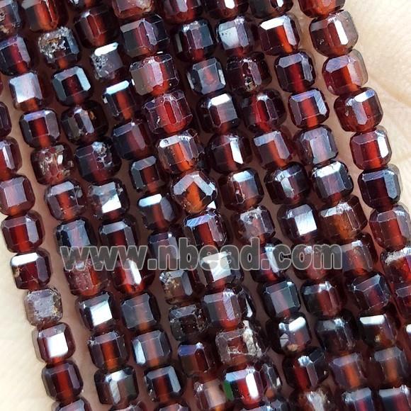 Red Garnet Cube Beads